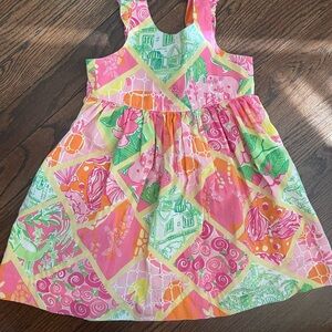 Vintage Pink and Green Lily Sundress